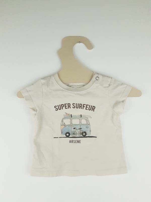 Arsène et les pipelettes T-shirt beige CM - 6 mois