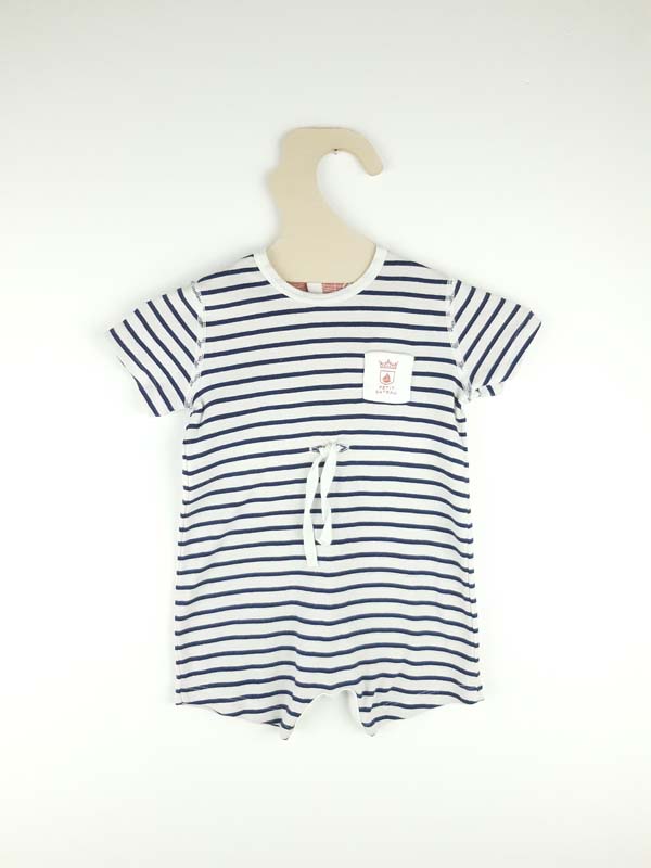 Petit bateau barboteuse à lignes - 6 mois