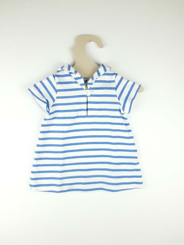 Petit Bateau Robe bleue rayée - 12 mois