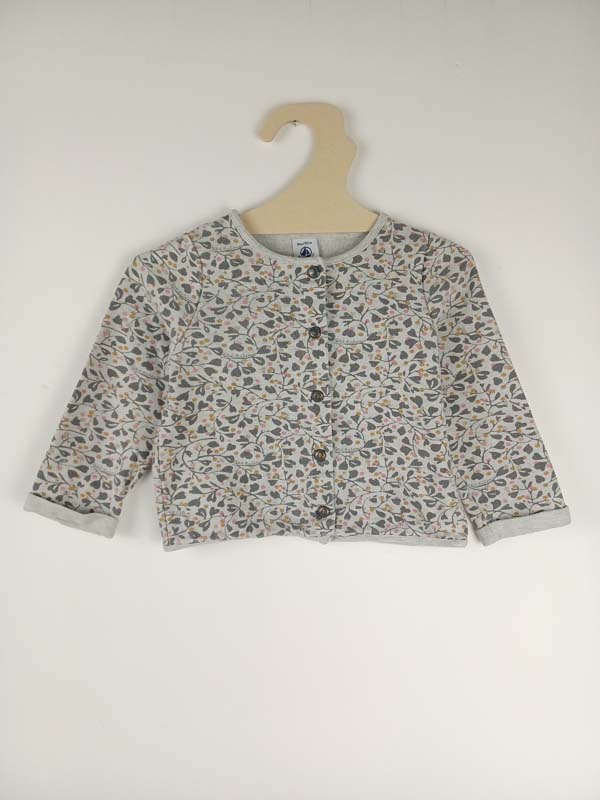 Petit Bateau gilet fleurs gris - 3 ans