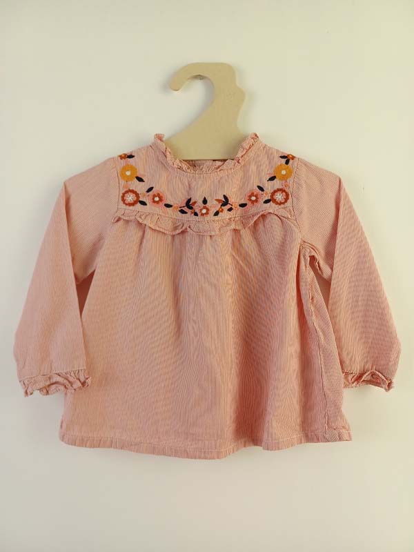 Bout'chou blouse LM rouge lignes - 24 mois