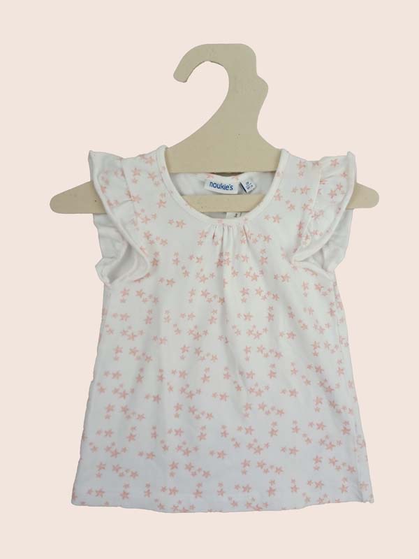 Noukies T-shirt blanc étoiles roses - 24 mois