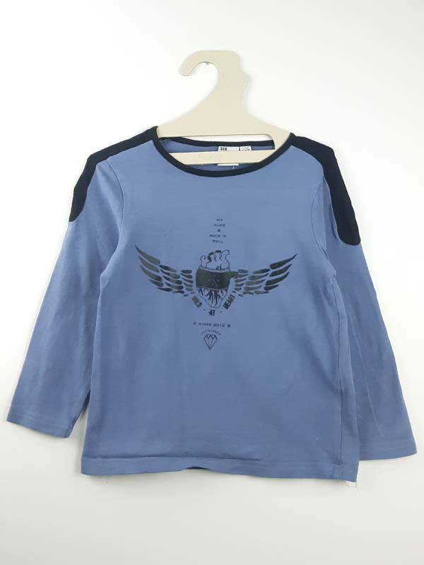 Six hugs & rock n roll Tshirt LM 3 ans - Bleu