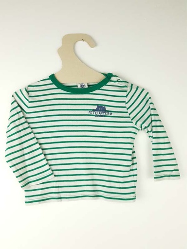 [230900376] Petit Bateau t-shirt ligné vert - 18 mois